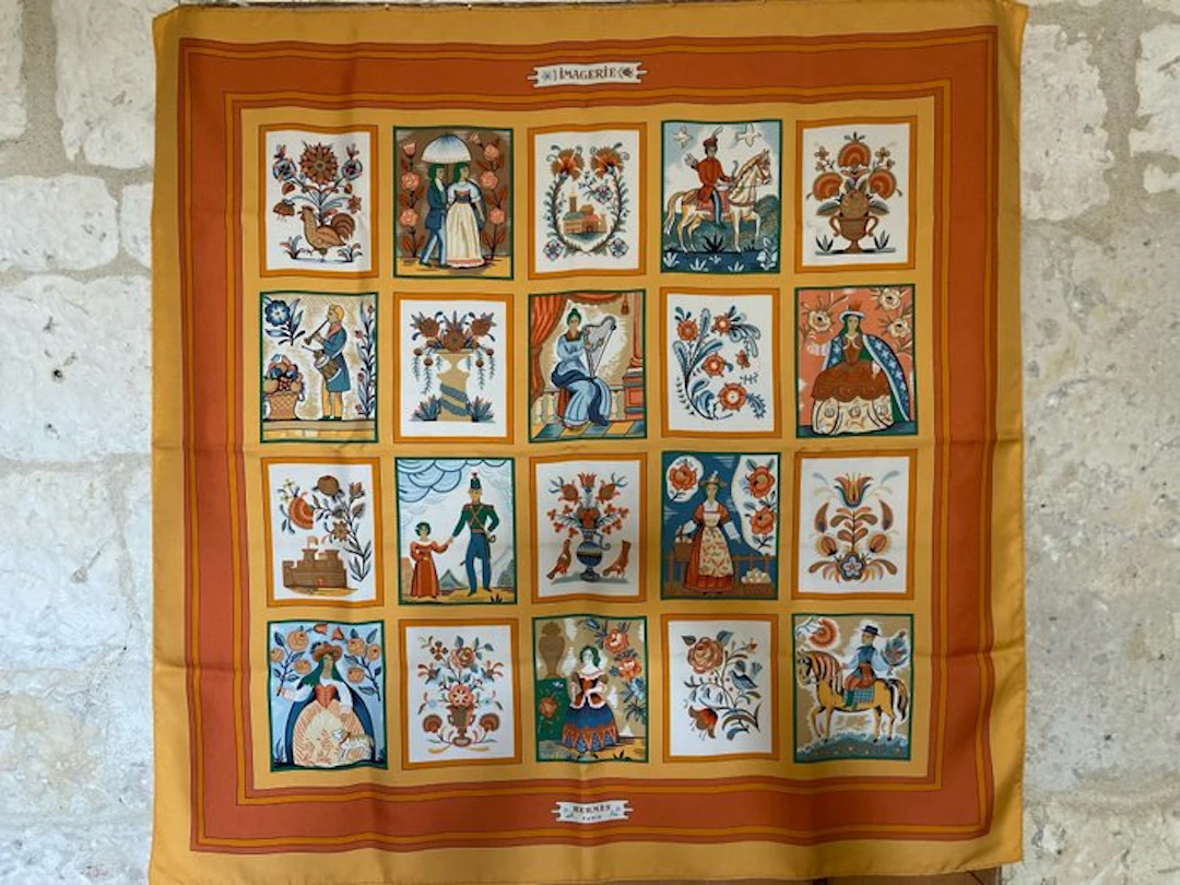 Hermès - " Imagerie" by Maurice Tranchant 1967 - Scarf