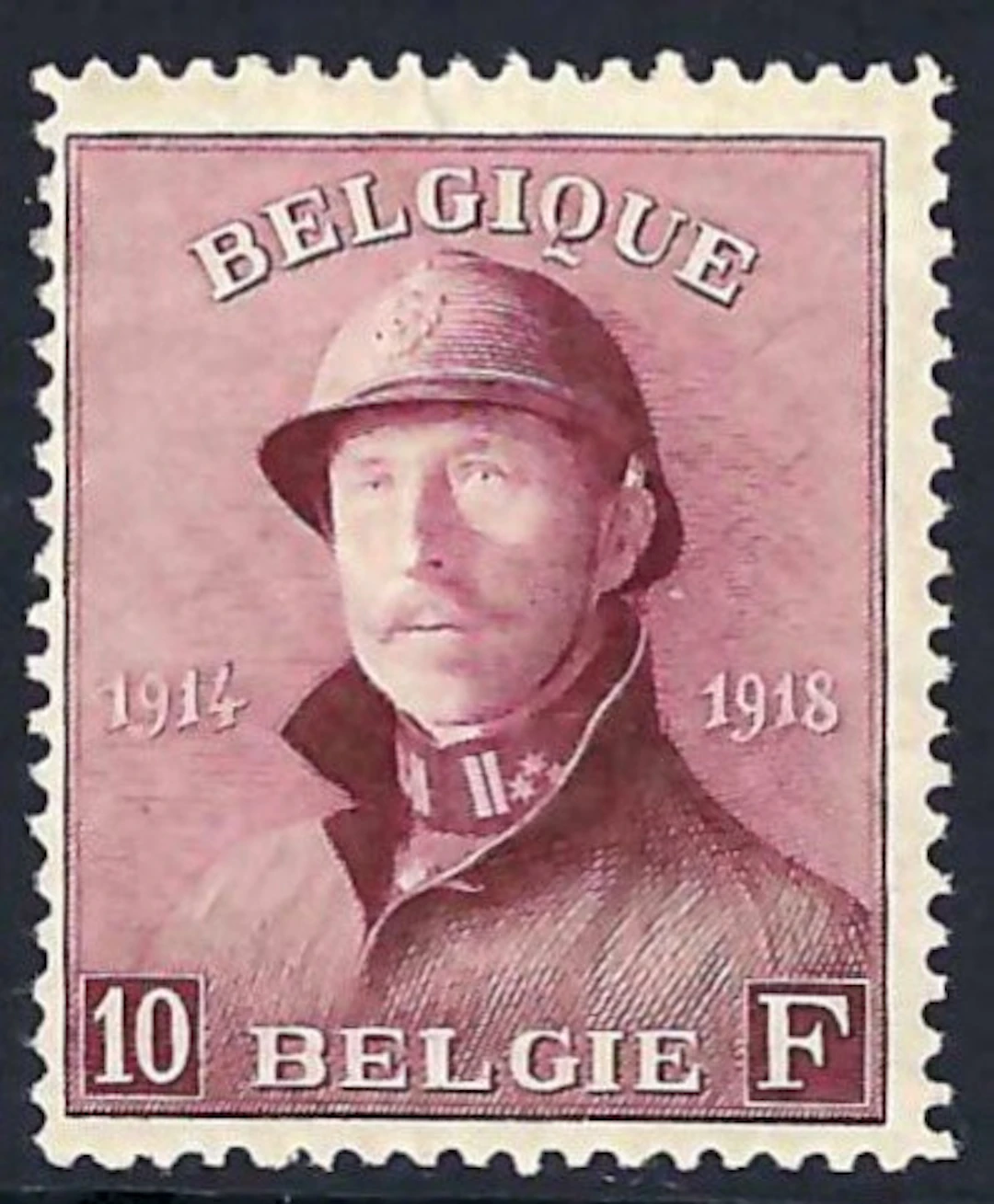Belgium 1919 - King Albert I with helmet, 10F - OBP/COB 178