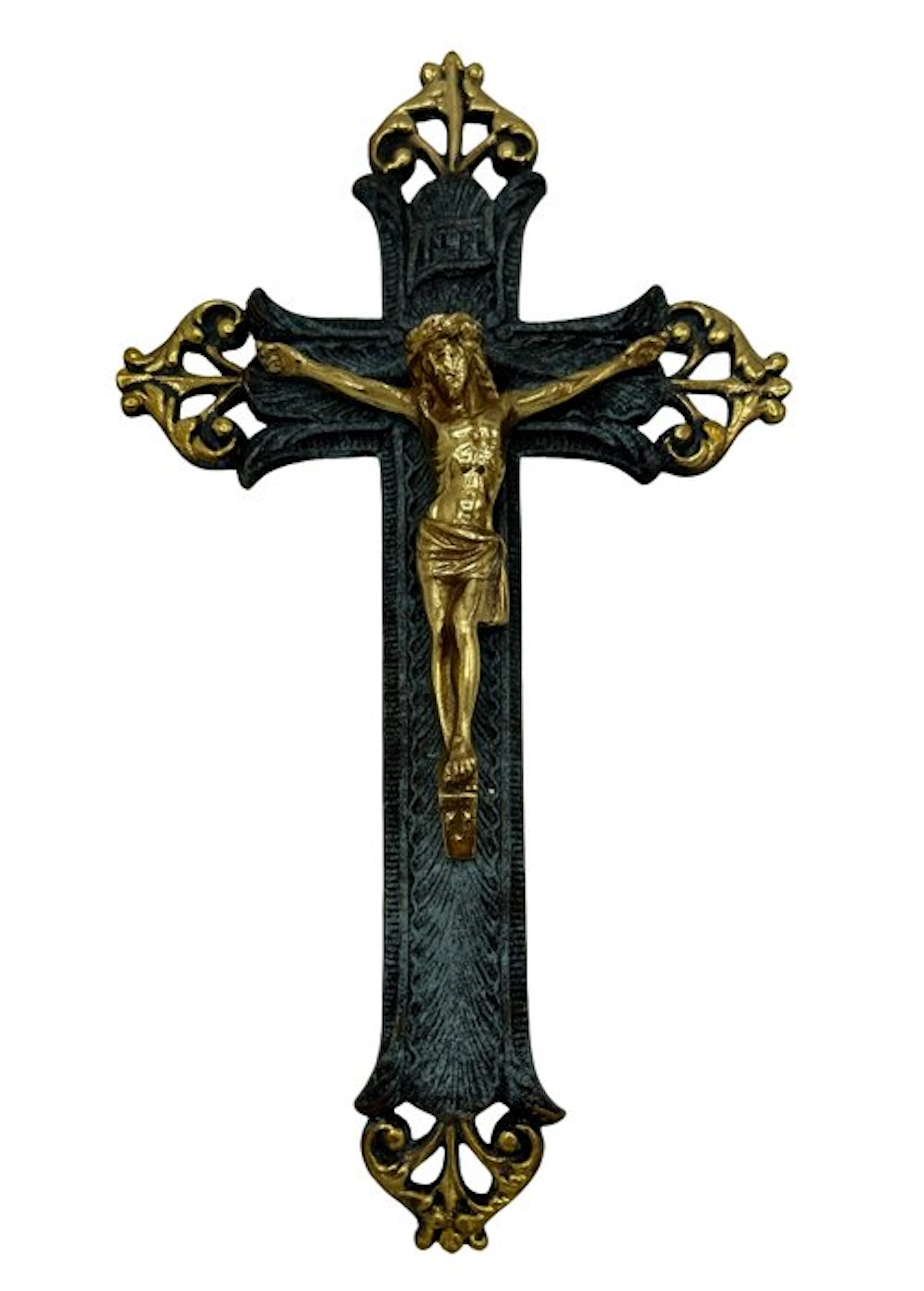 Baroque style Crucifix - Cast brass - 20th century - Wall...
