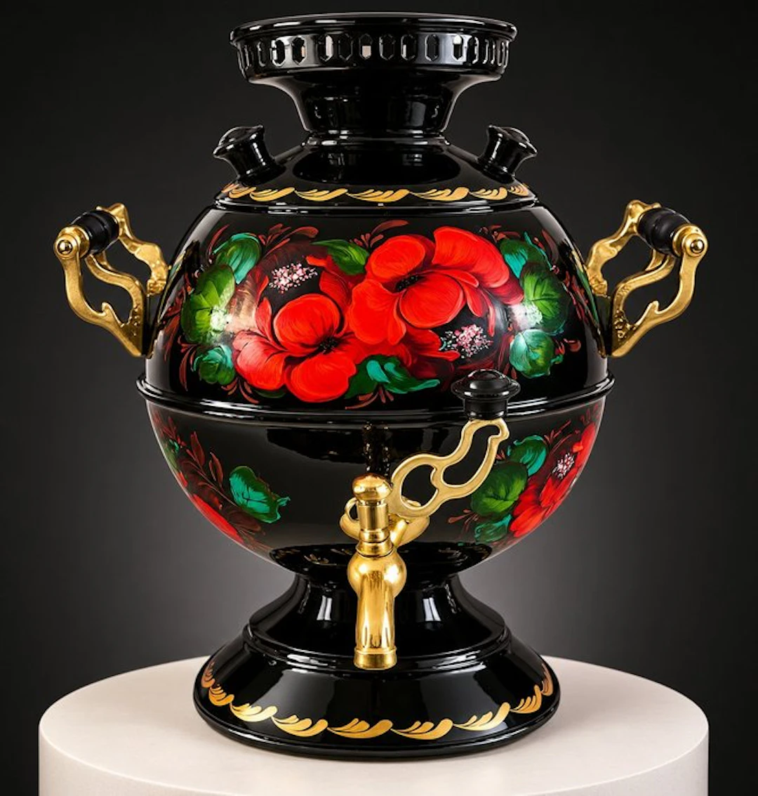 Samovar - hand-painted - Electric, floral