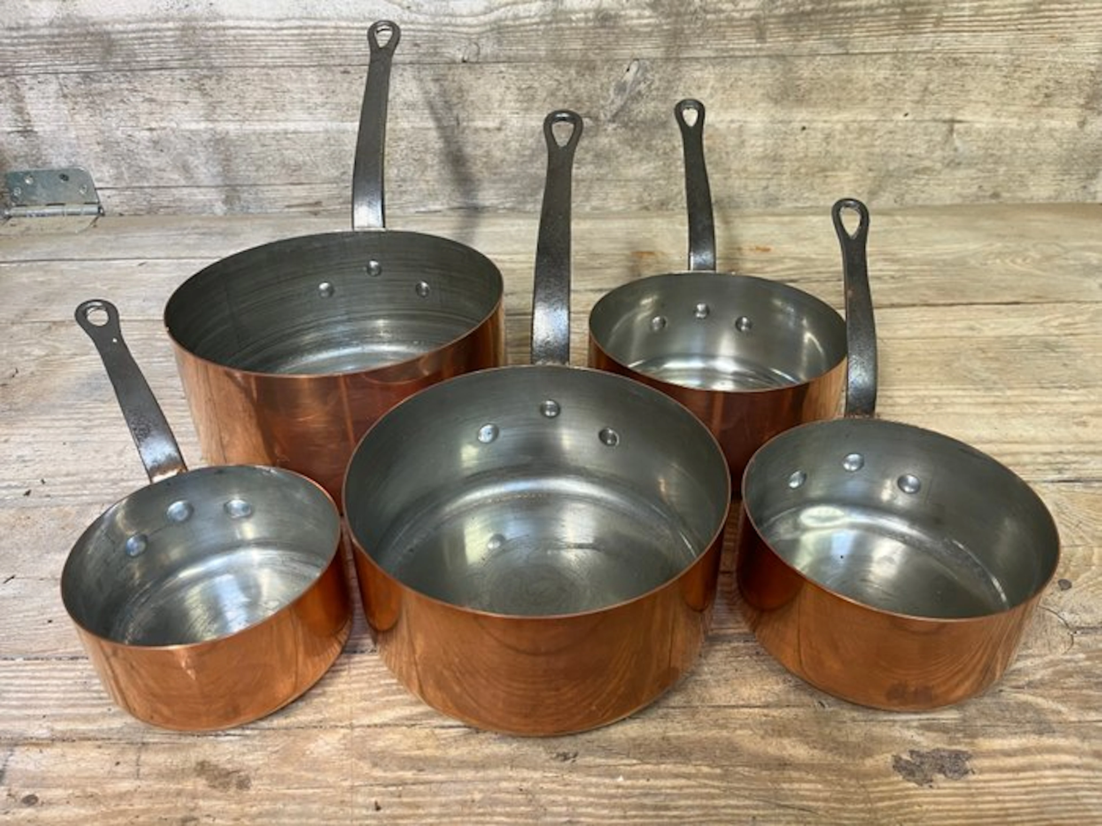 Saucepan (5) - Tin, Copper - set of copper saucepans