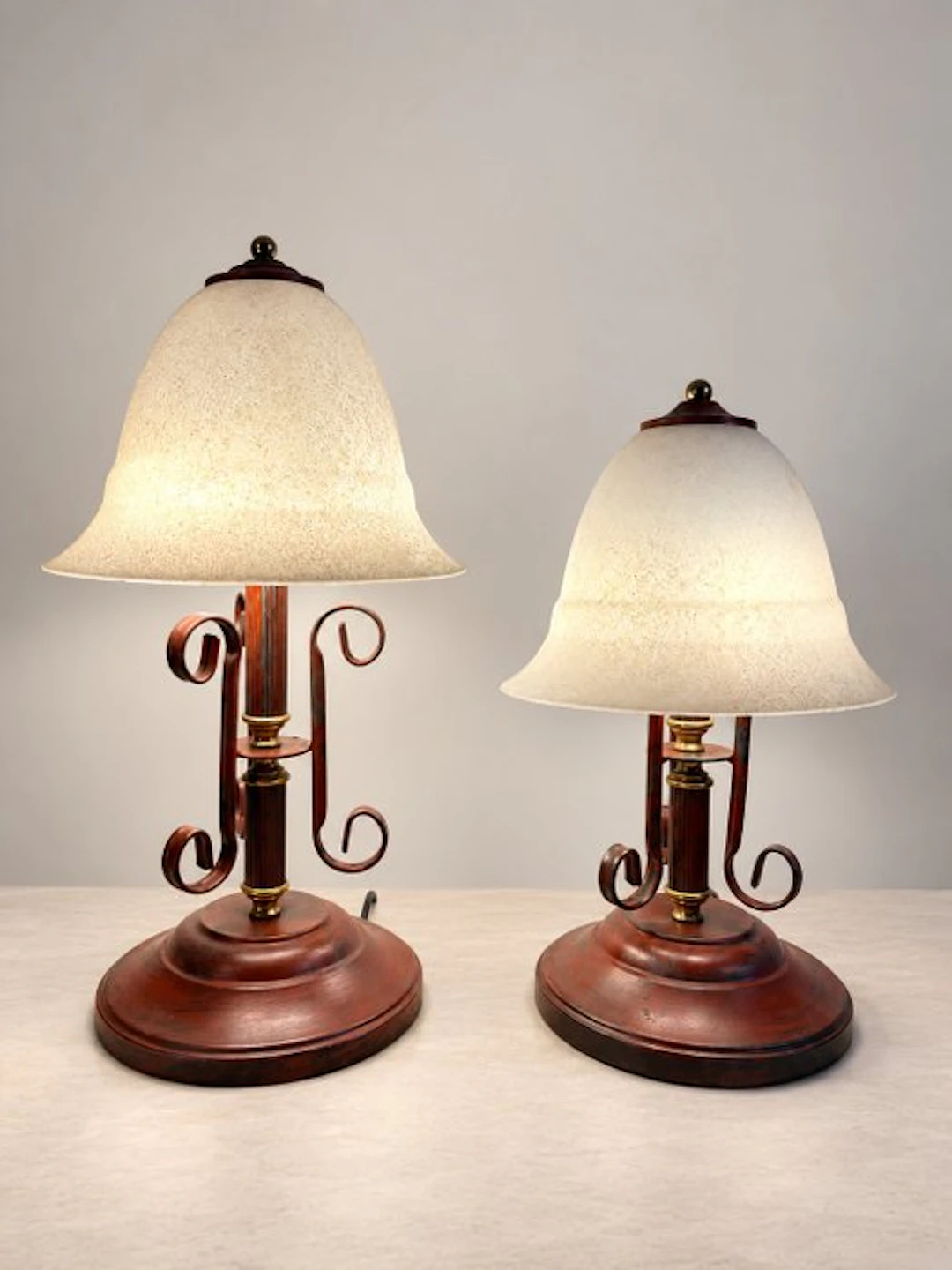 D.L.L. Voghera - Table lamp (2) - Brass, Glass, Metal