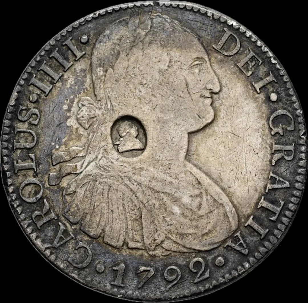 United Kingdom. Carlos IV. 8 Reales 1792 Mexico FM (countermark George III)