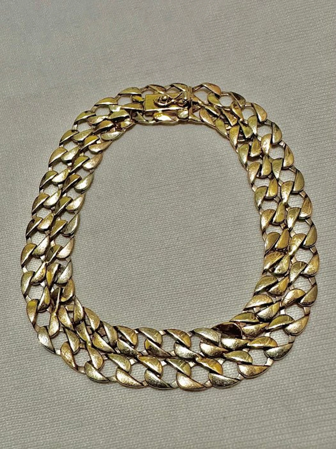 Bracelet - 14 kt. White gold, Yellow gold, Rose gold - Double-row curb chain