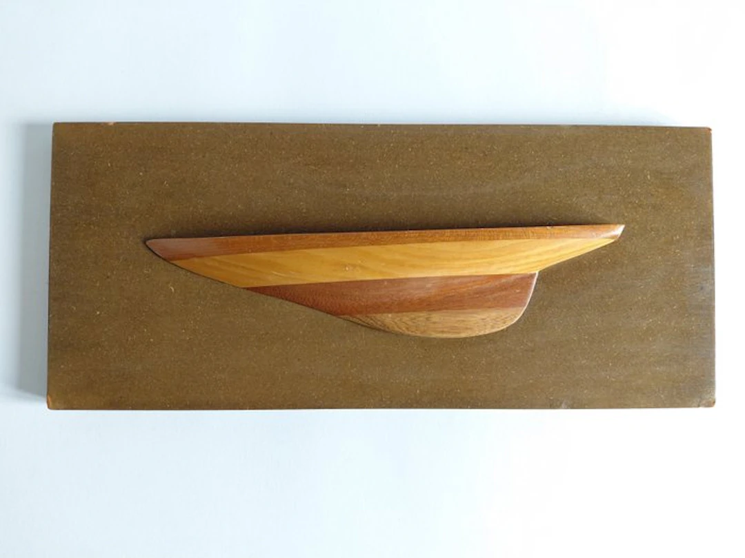 Half hull ship model - Demi coque décorative en bois, 35 cm