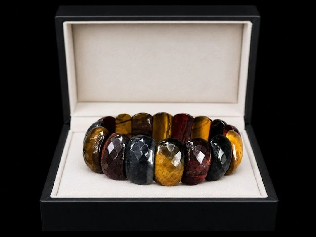 Very beautiful multicolor Tiger's Eye bracelet - Bracelet - Bracelet