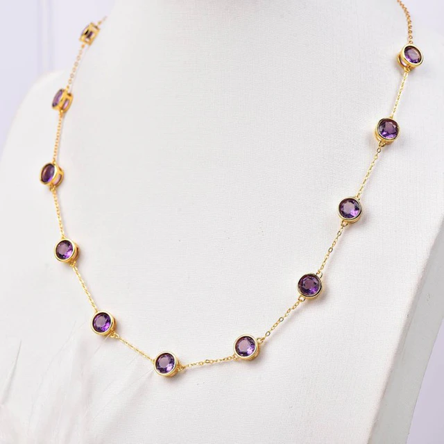 No reserve price - Necklace Silver - Amethyst - Certified
