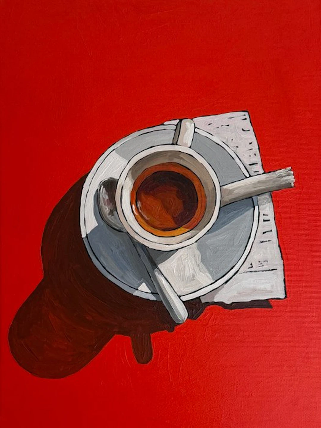 Cansu Rossi - An Espresso of Red - Oil Painting