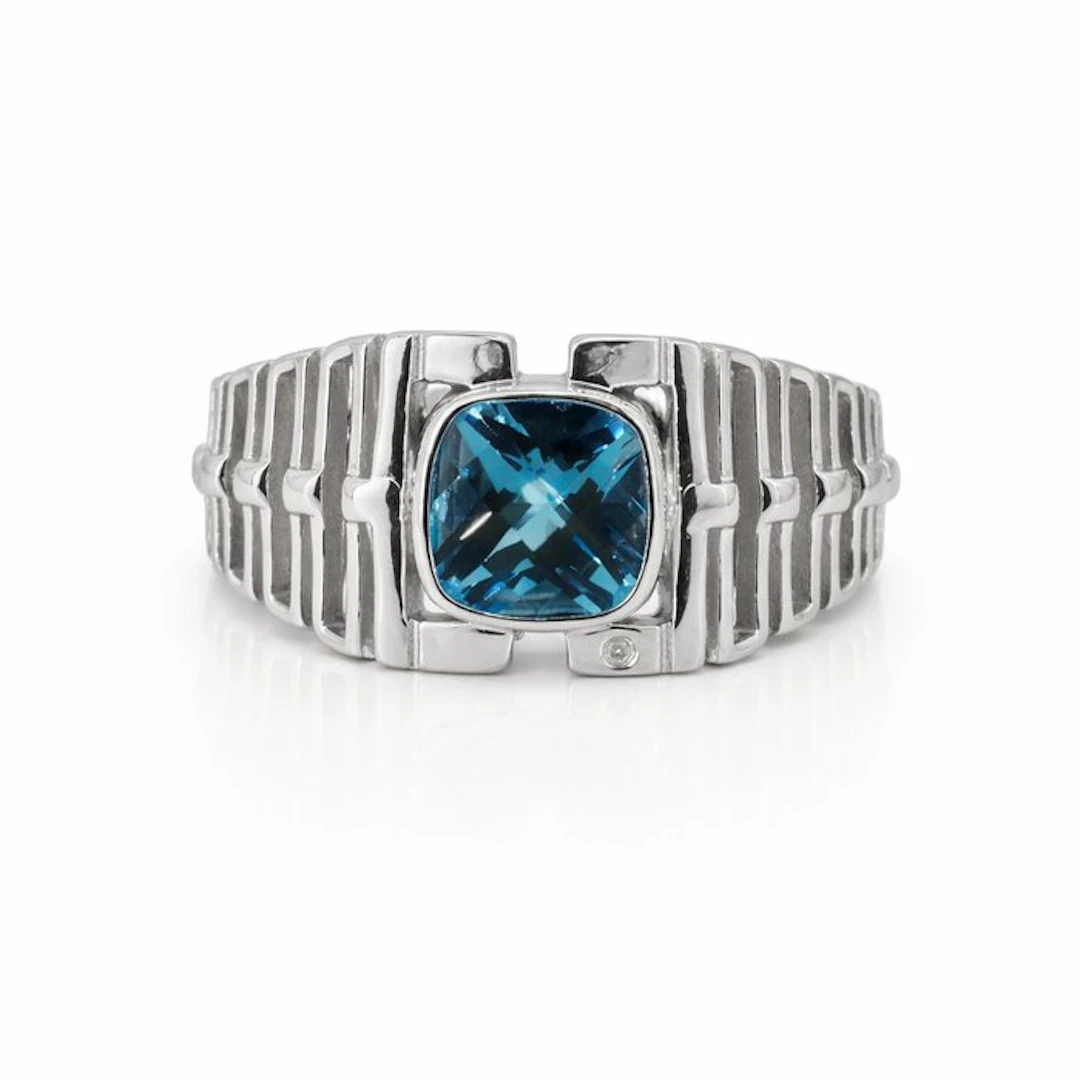 No reserve price - Ring Gold-plated Topaz - Diamond - 18K Gold Plated
