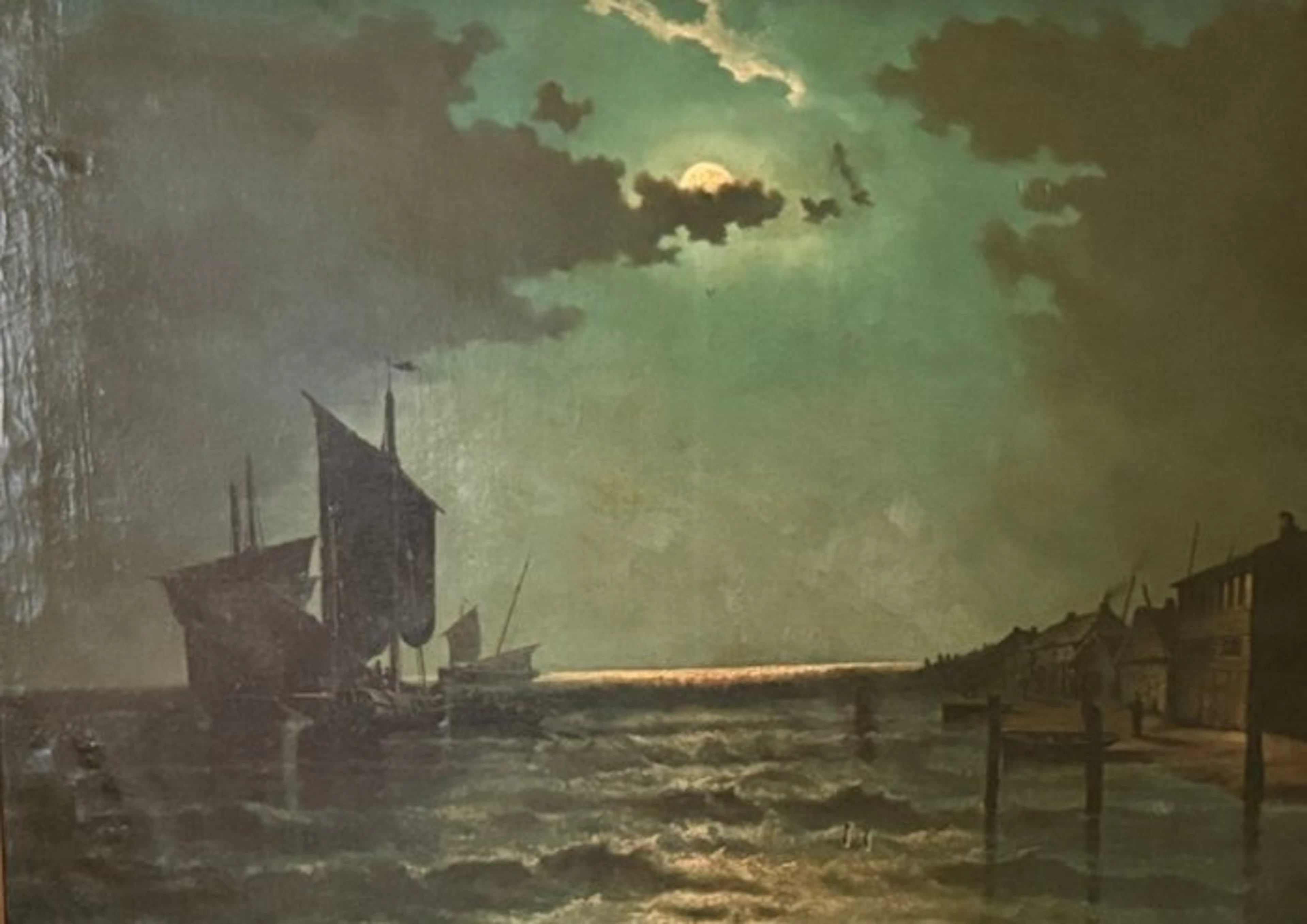Louis Barnaba (1826-1892) - Vollmond über Segelschiffen