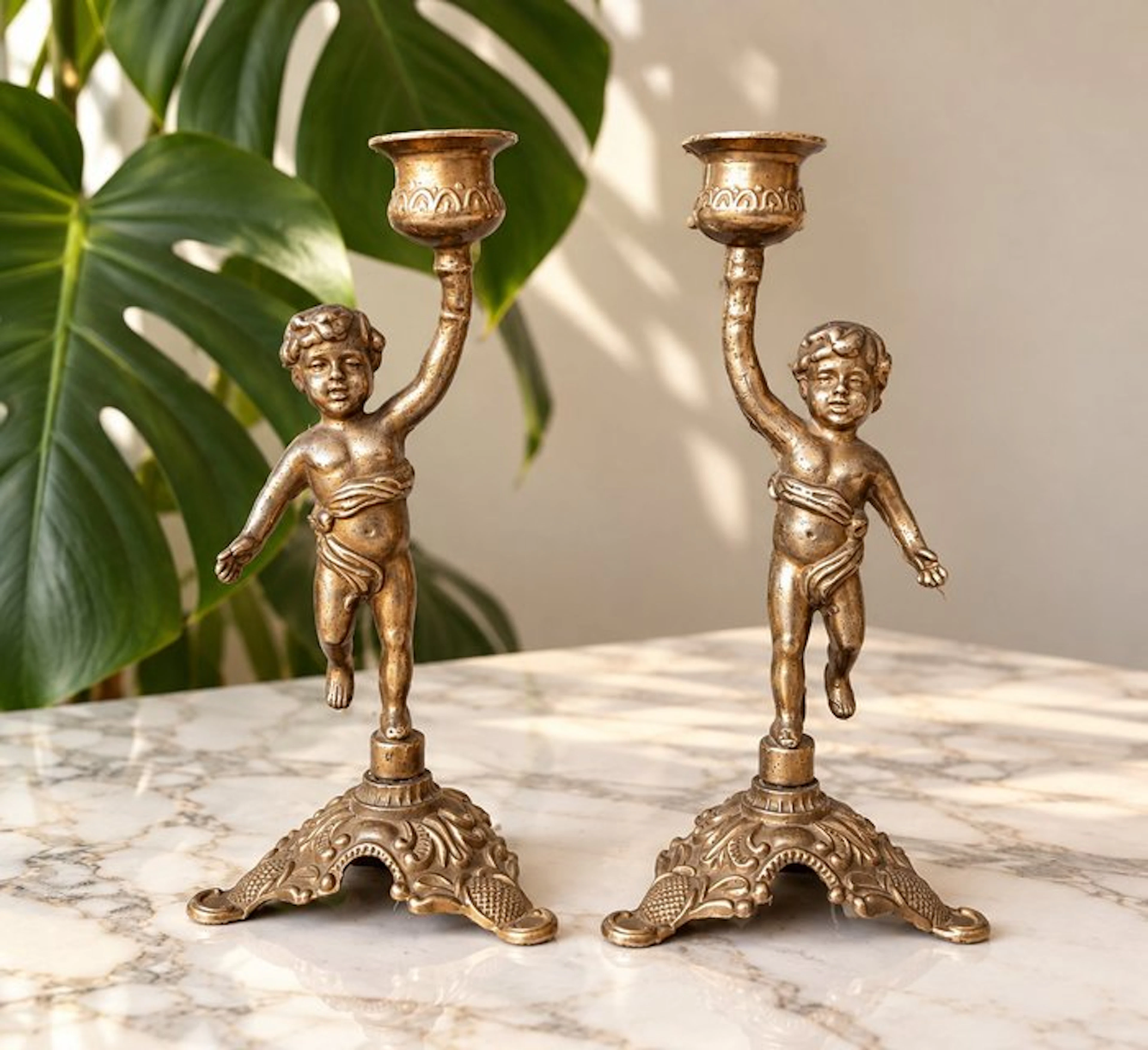 Taperstick (2) - Art Metal - Puttos 1950