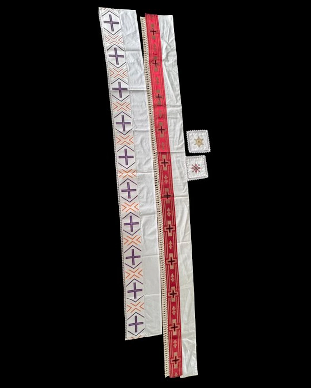Two altar bands and two chalice covers - 200 cm (4) - Cotton - 1970-1980