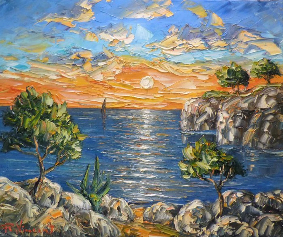 R. Vincent (1954) - Cassis en Provence oeuvre de Vincent Rallo