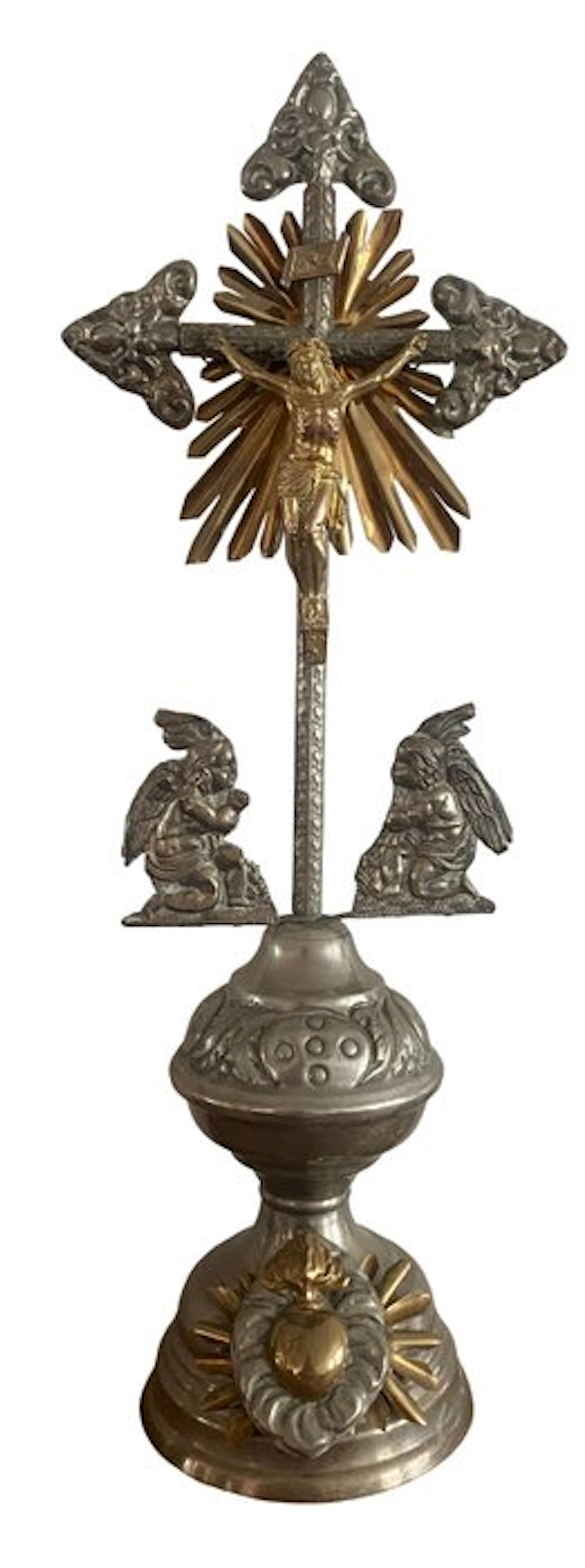 Crucifix - Metal, Brass - 1850-1900 - 43 cm