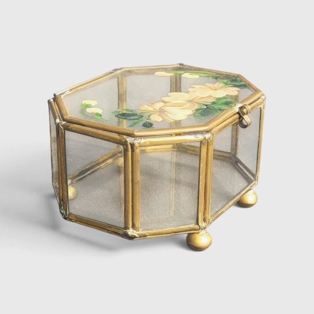 Jewellery box - Glass, Brass - Big Jewellery Box