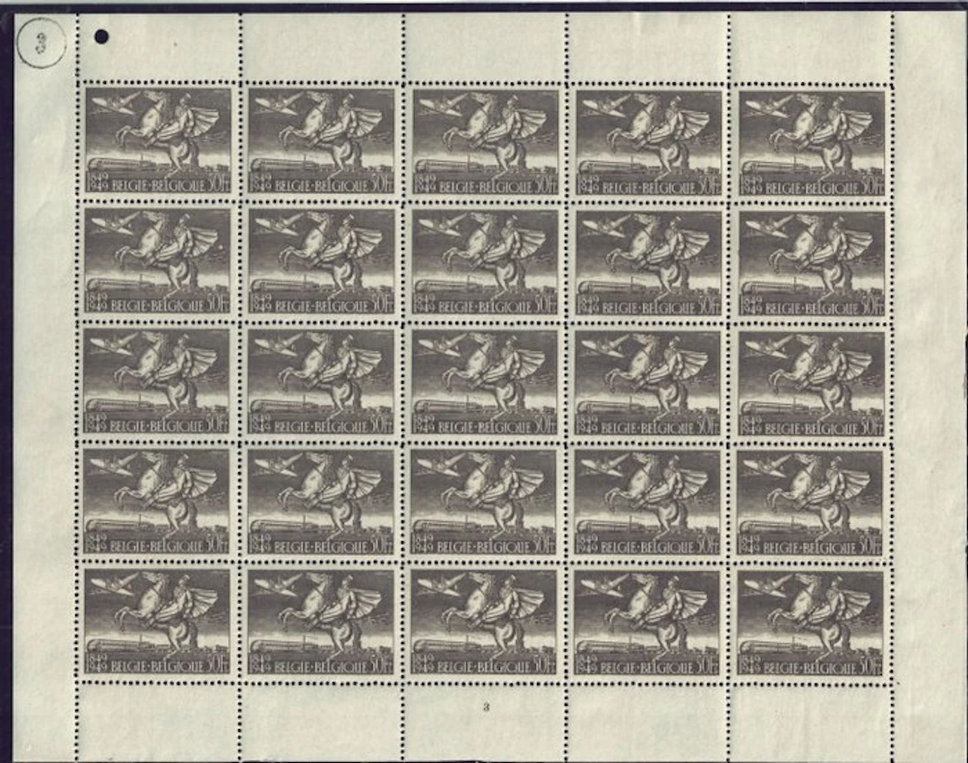 Belgium 1949 - Postilion on horseback in a pane of 25