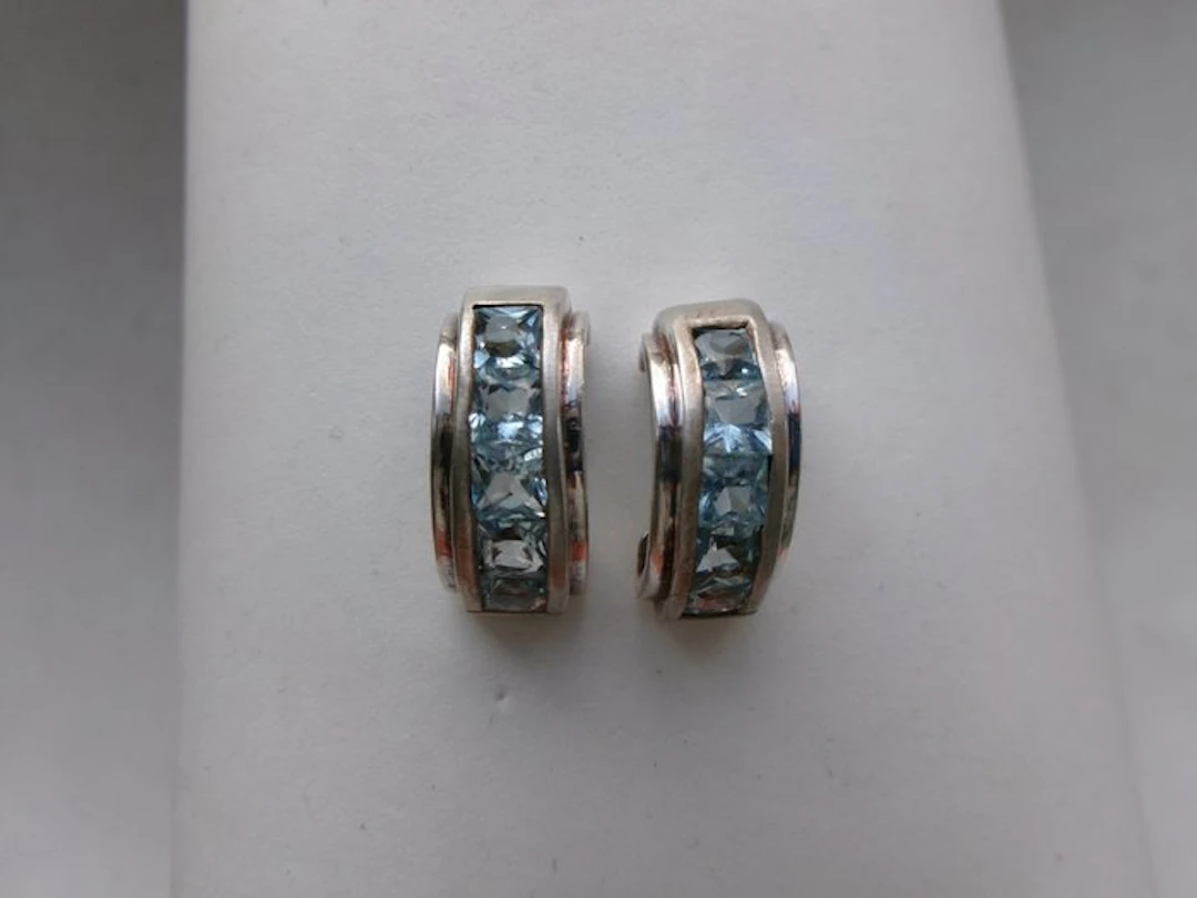 Silver, Topaz - Earrings - Art Deco Style