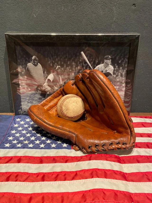 Vintage baseball glove - baseball ball - baseball glove - leather ball