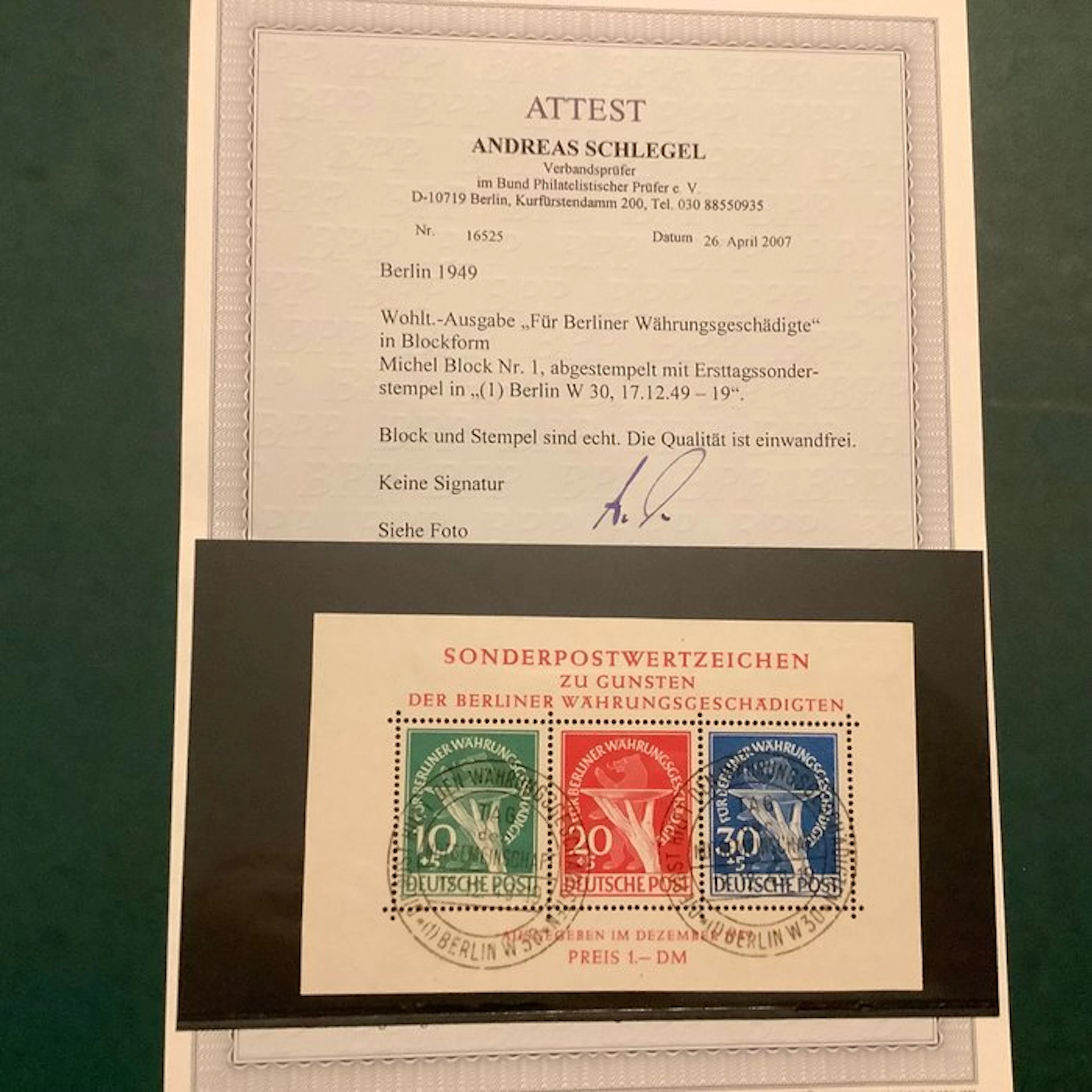 Berlin 1949 - Currency reform block with first-day cancel...