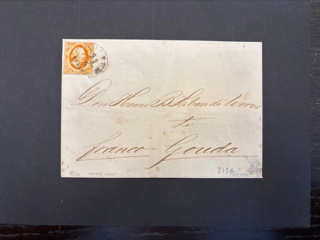Netherlands 1852 - 15-cent with Dokkum A half-circle on...