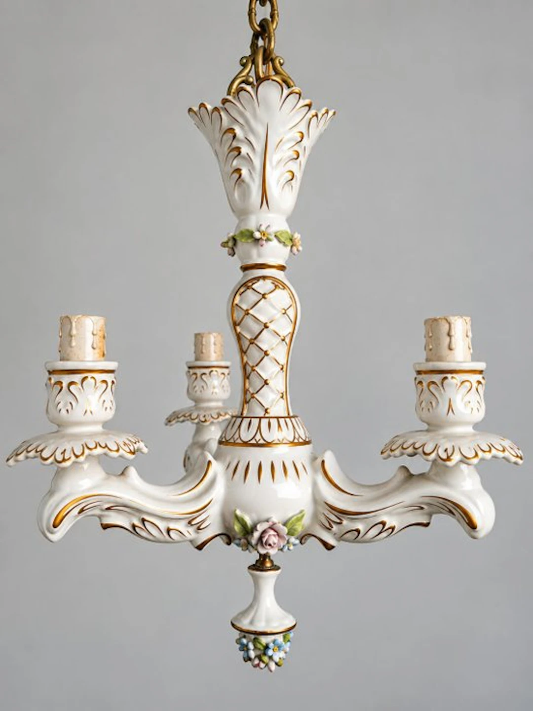 Stile italiano Mangani. - Chandelier - Porcelain, Brass