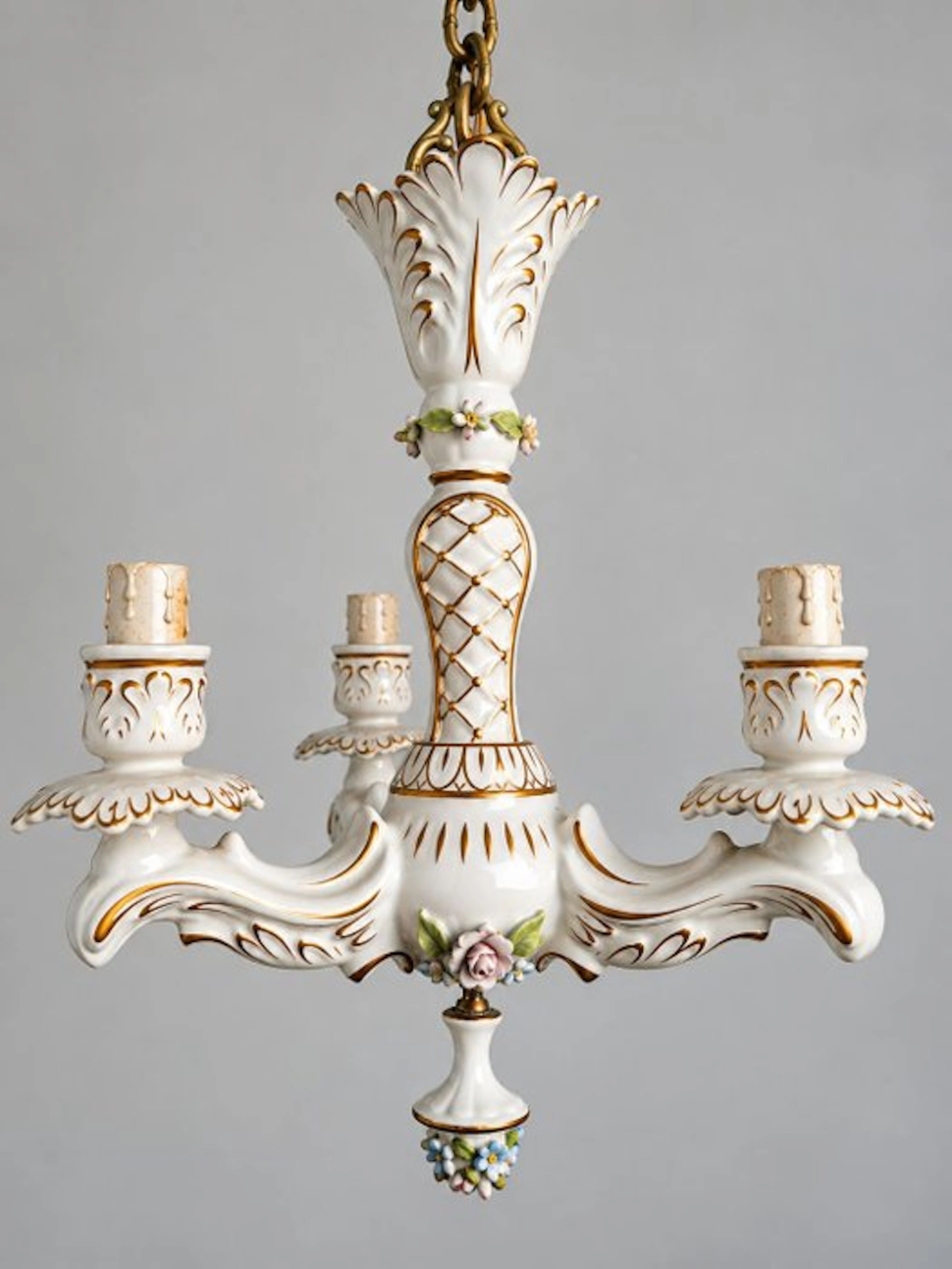 Stile italiano Mangani. - Chandelier - Porcelain, Brass