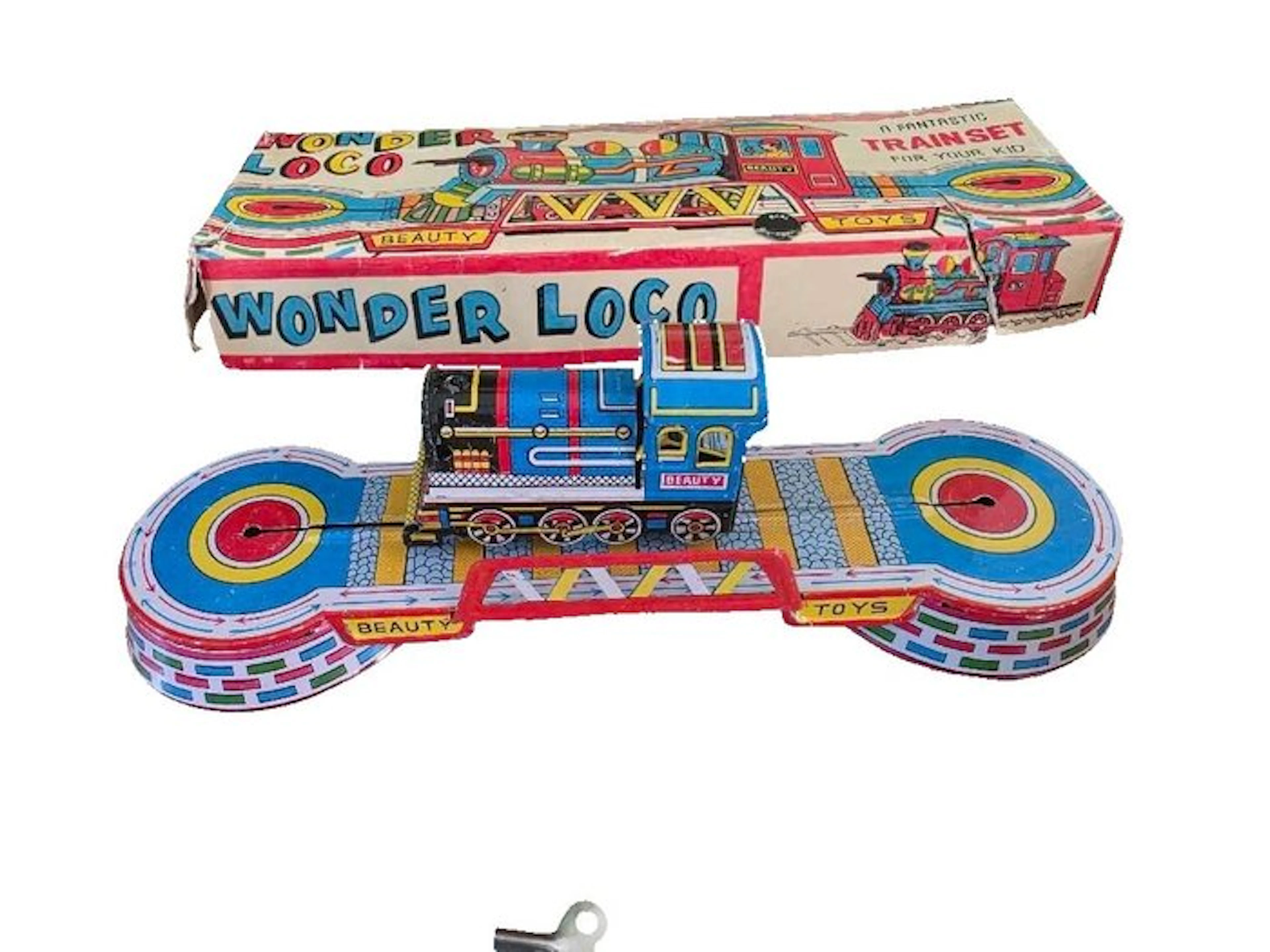 Beauty Toys - Wonder Loco - Tin Litho Wind-Up Train Set...