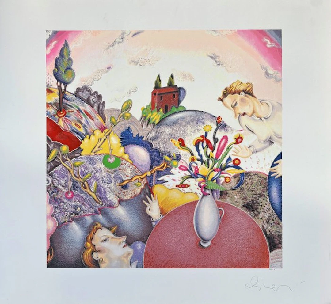 Luca Alinari (1943-2019) - Paesaggio con vaso di fiori