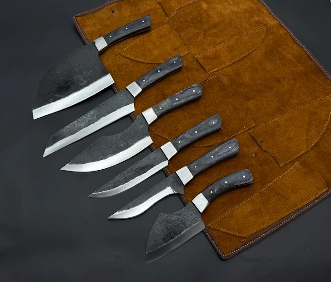 Japanese Style Kitchen Knife SET With Leather BAG...