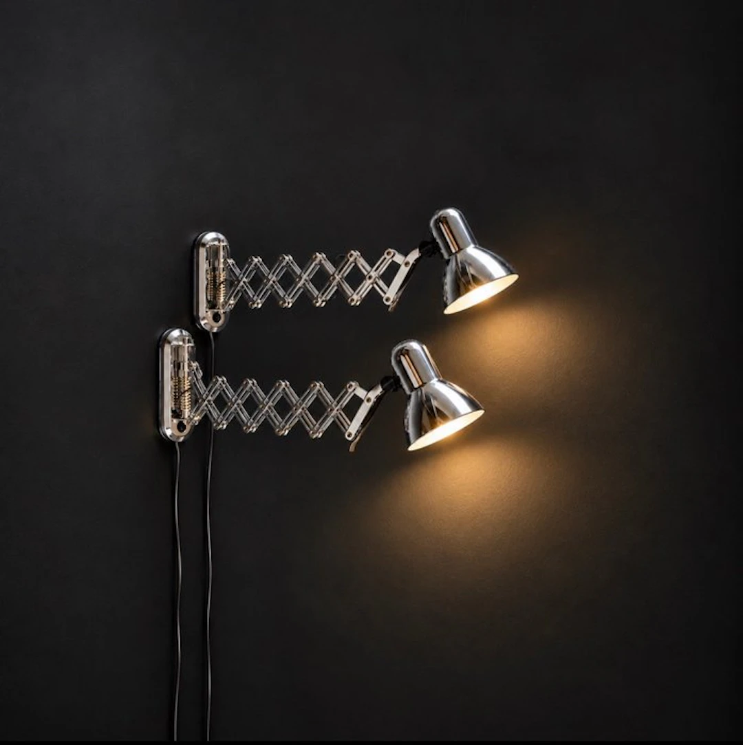 MG - Wall lamp (2) - Chrome, Metal - Industrial scissor lamps