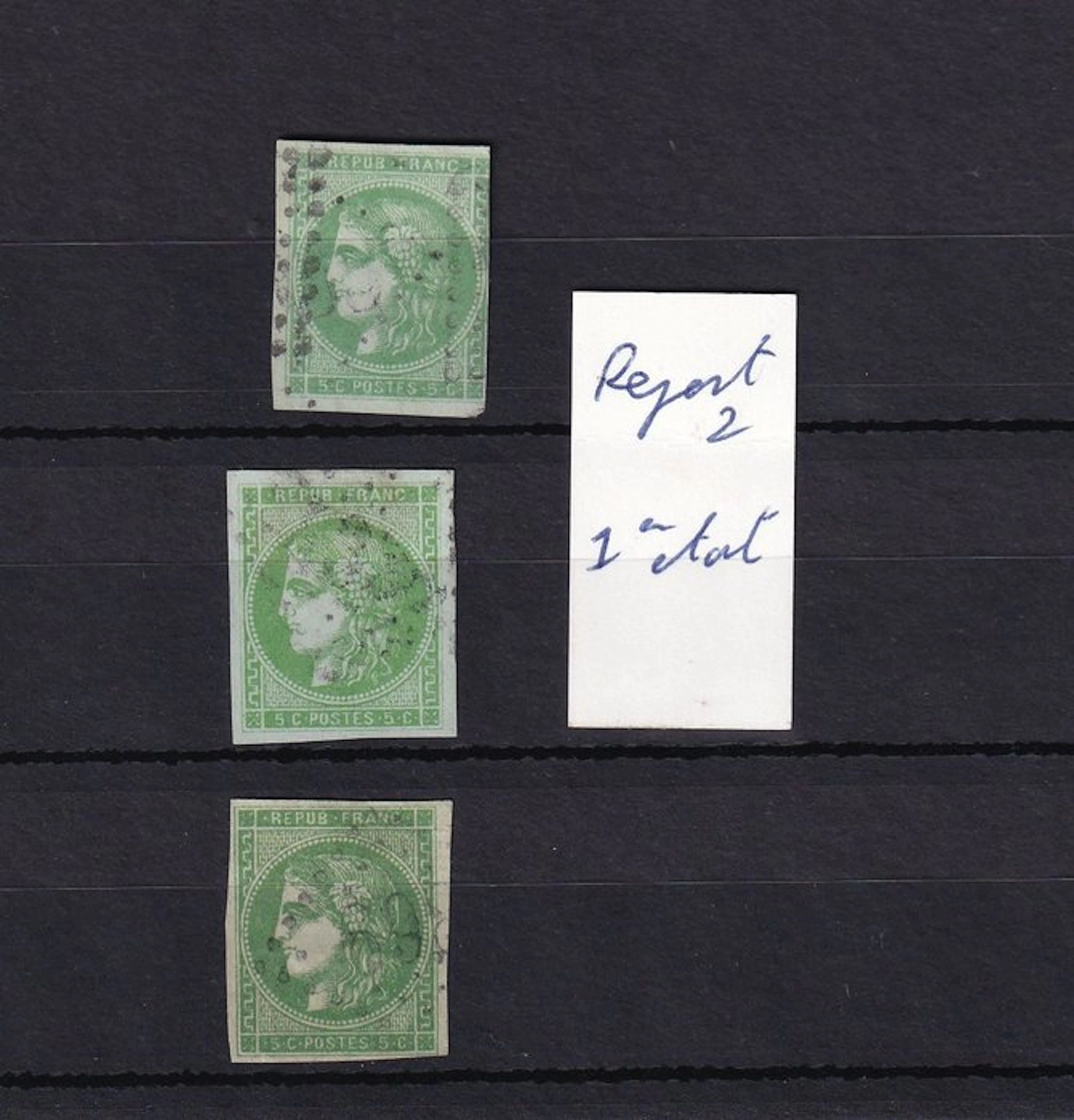 France 1870 - nuance study on Bordeaux 5C - Yvert n°42B et 42Bg et 42Bl