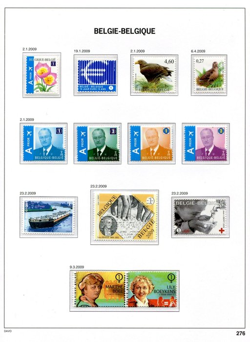Belgium 2009 - Year issues of stamps and blocks as on Davo LX album pages