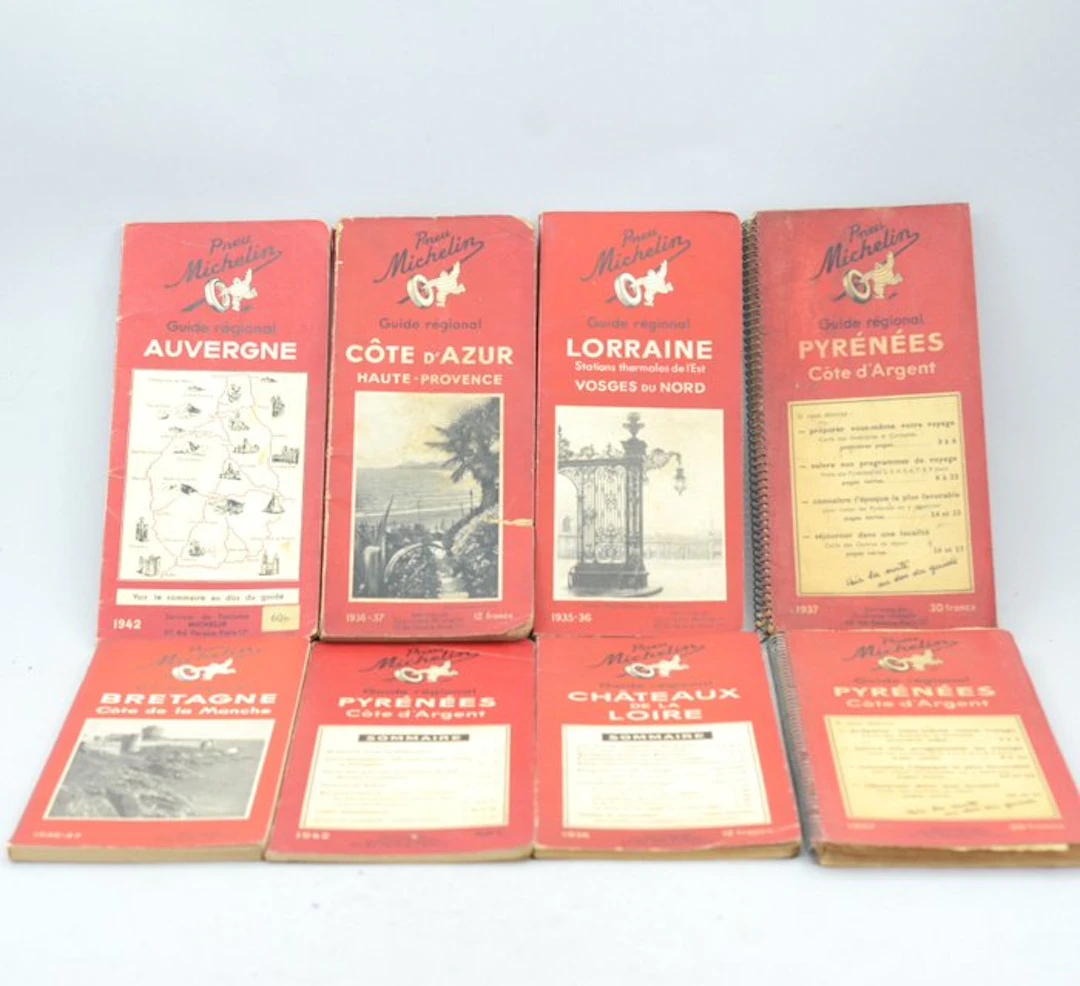 Michelin - 8x Guide Régional France Rouge - 1935-1942