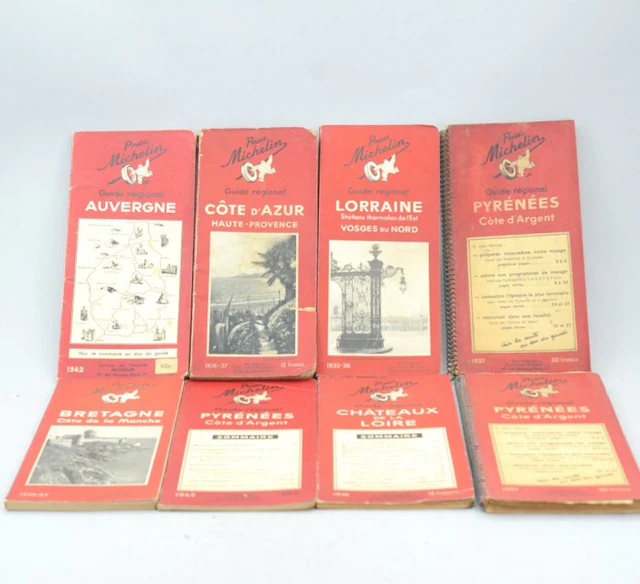 Michelin - 8x Guide Régional France Rouge - 1935-1942