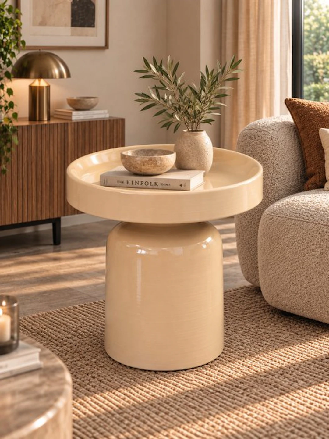 Beige - Side table - Metal