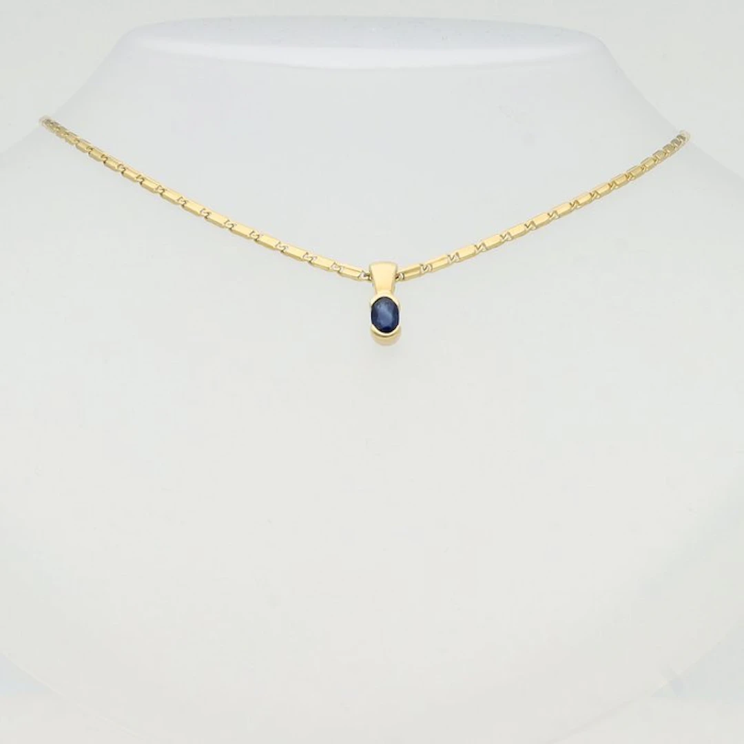 Necklace with pendant - 14 kt. Yellow gold Sapphire