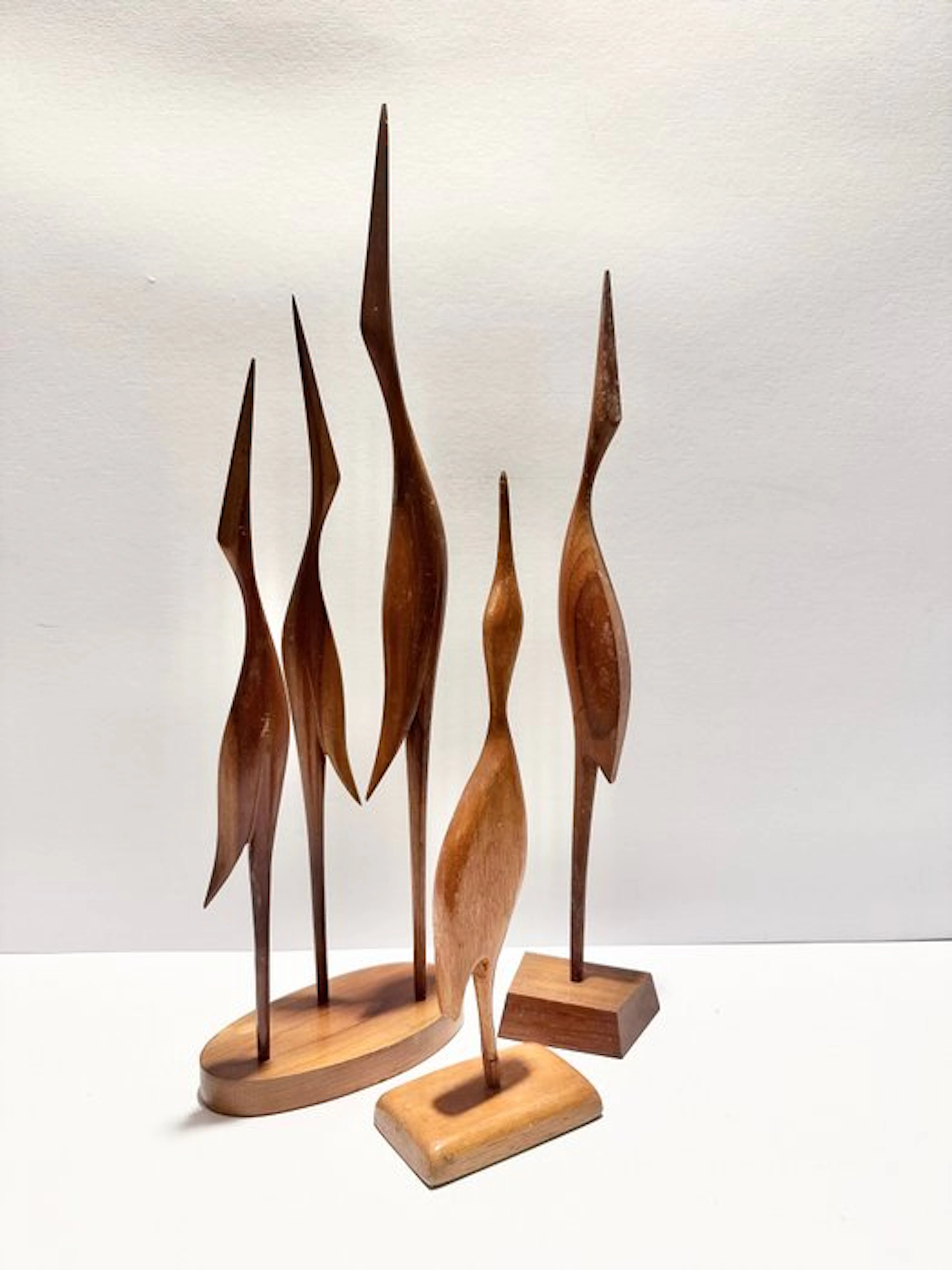 Figurine - Five wooden cranes / birds 41 cm (5) - Wood