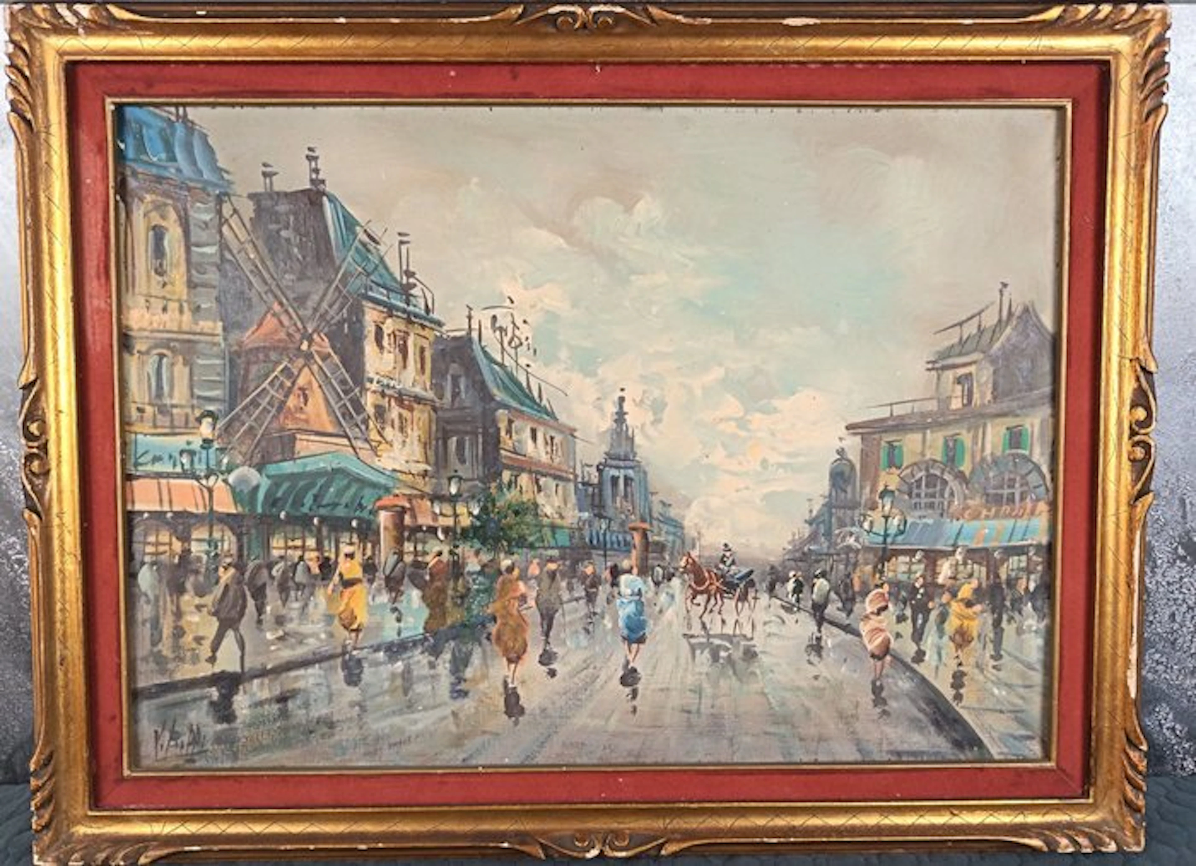 European school (XX) - Parigi, Moulin de la Galette, strada bagnata