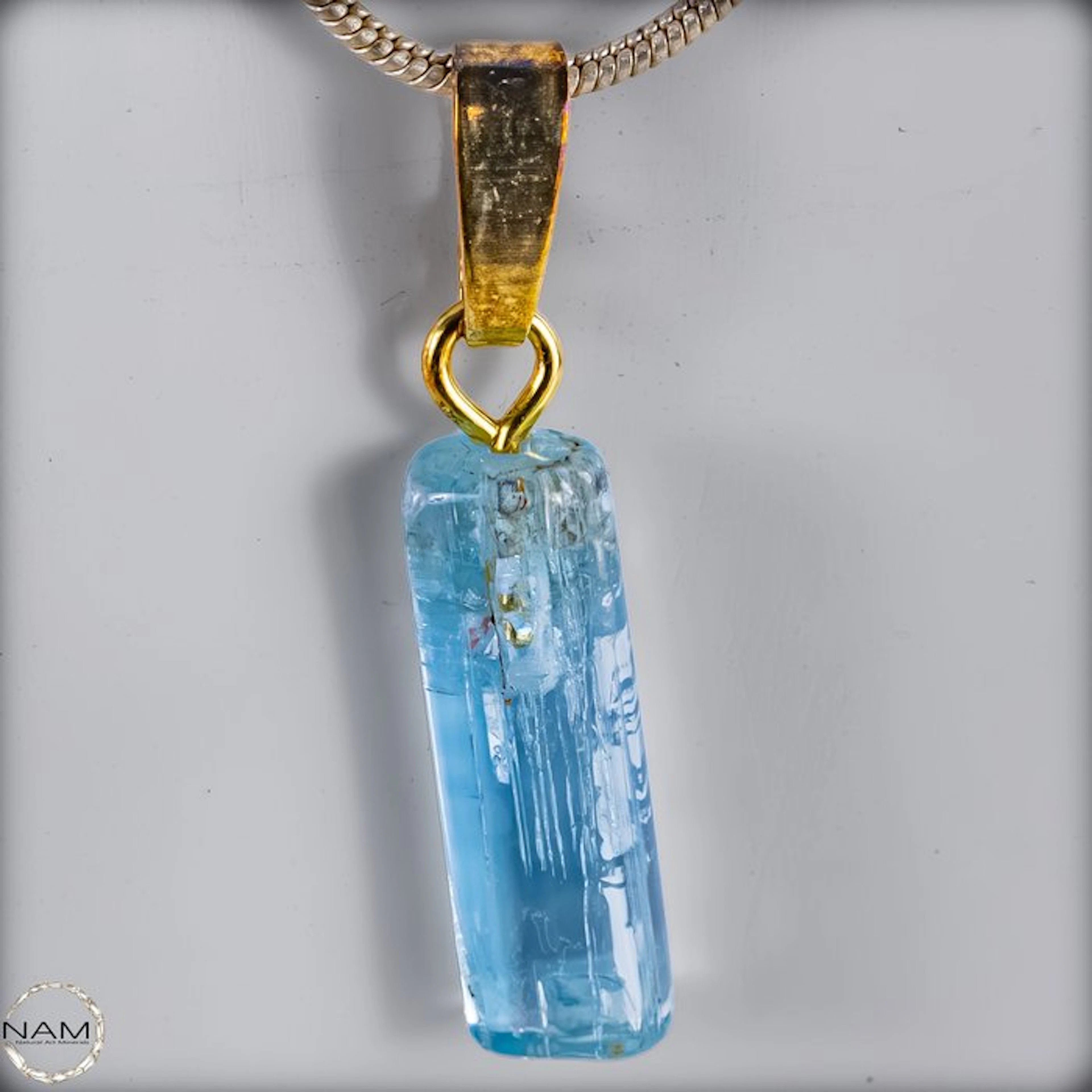 Aquamarine pendant in gold-plated 925 sterling silver – A...