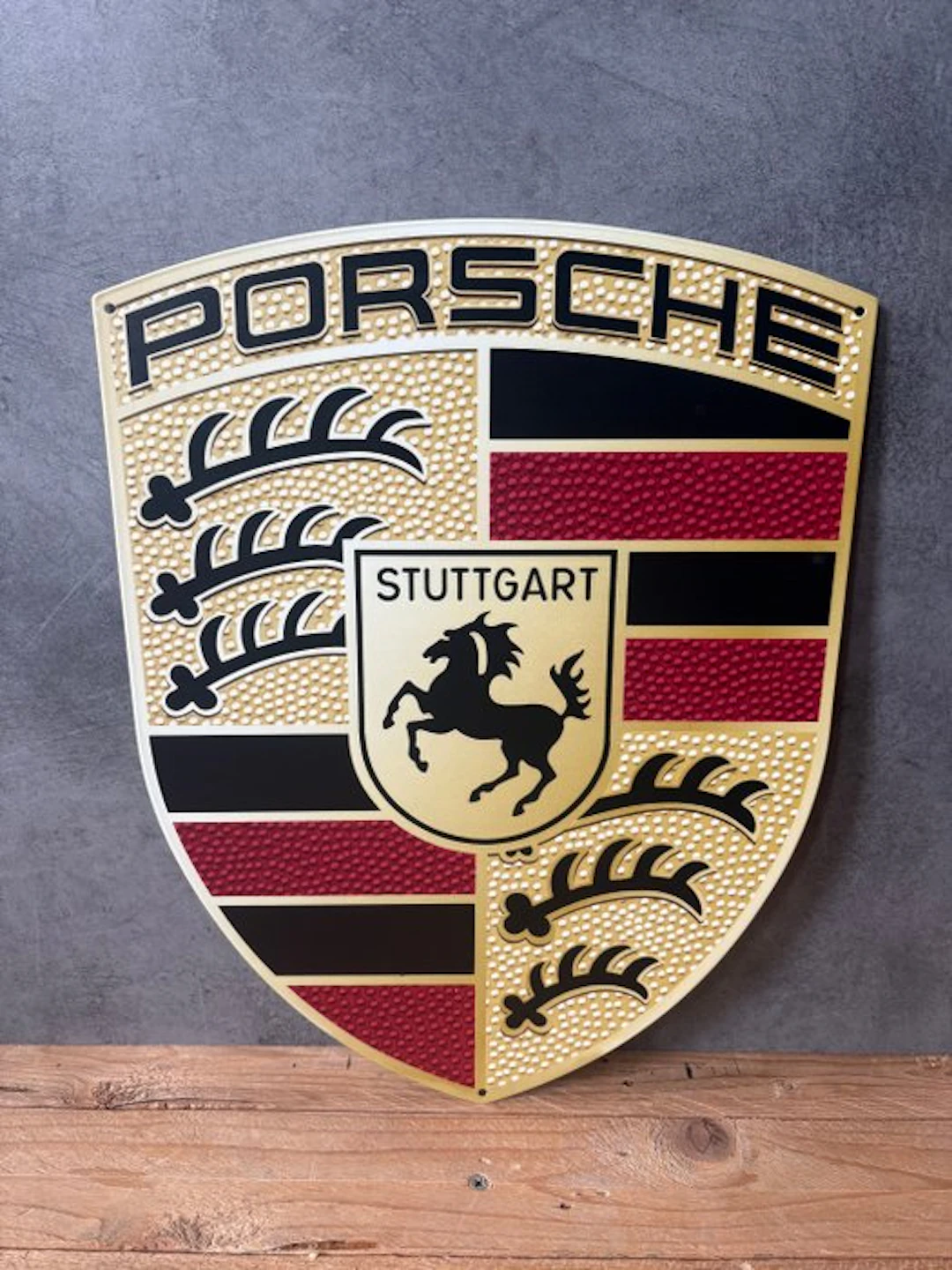 Magnificent Porsche emblem - Metal plaque - 40 cm x 30 cm - Sign - Steel