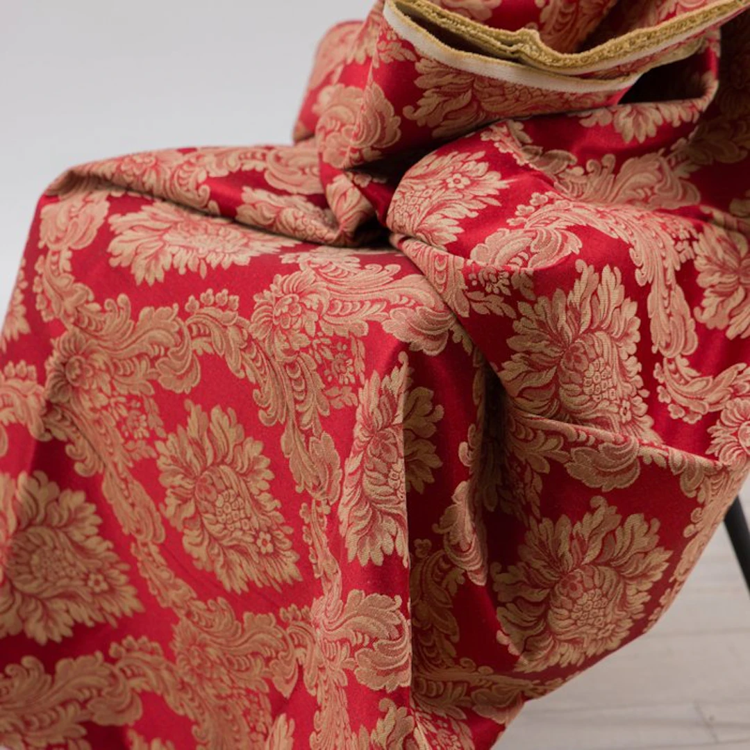 BA208 - Jacquard fabric "Royal Red Damask" – Crimson...