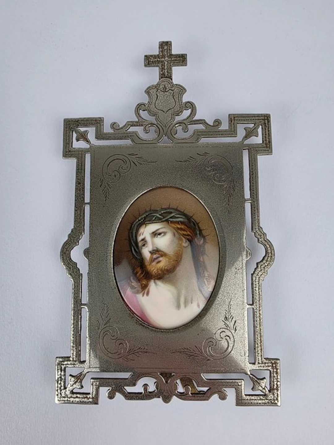 Badge Ecce Homo – Cristo coronato di spine dipinto a mano...