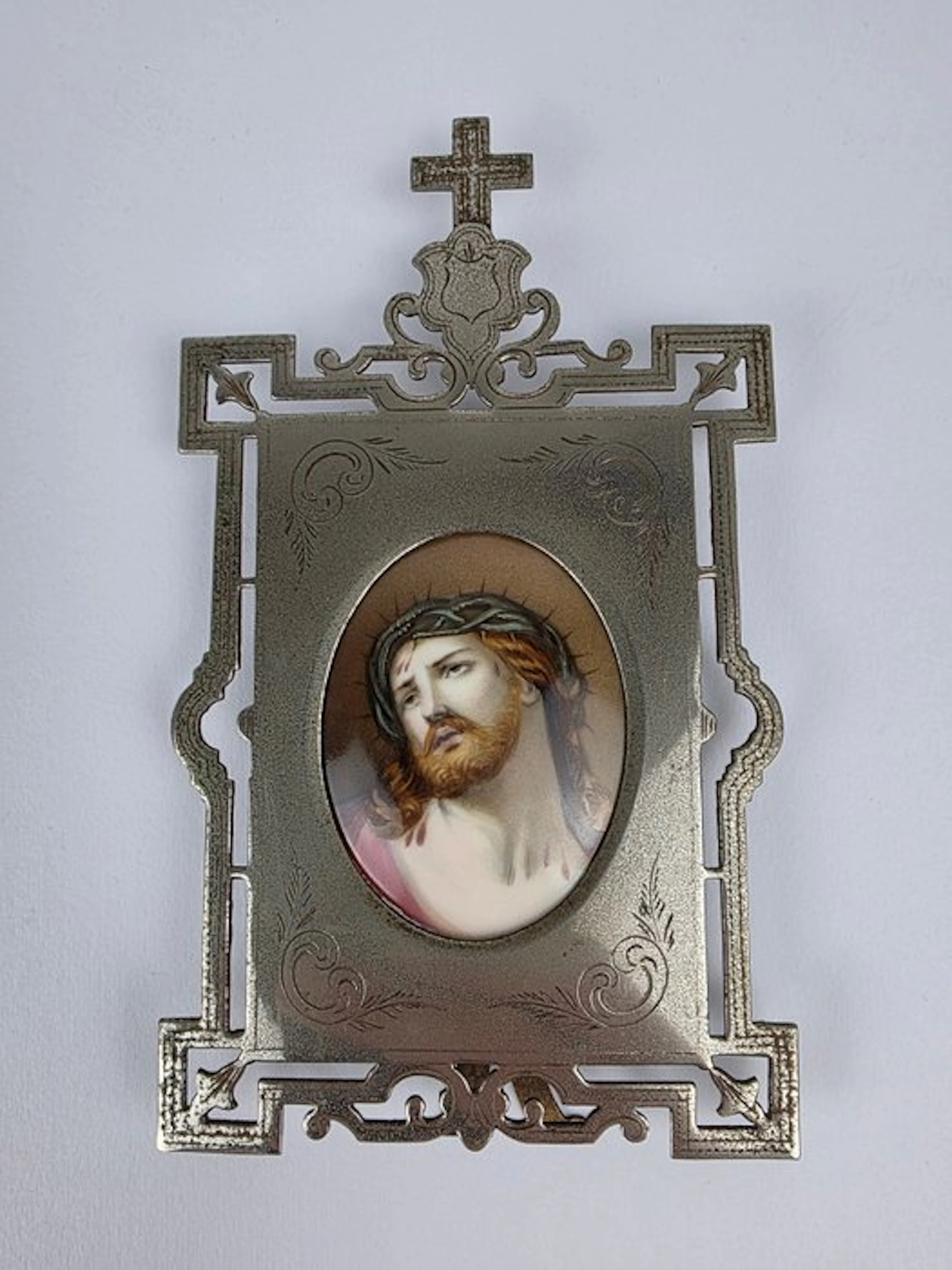 Badge Ecce Homo – Cristo coronato di spine dipinto a mano...