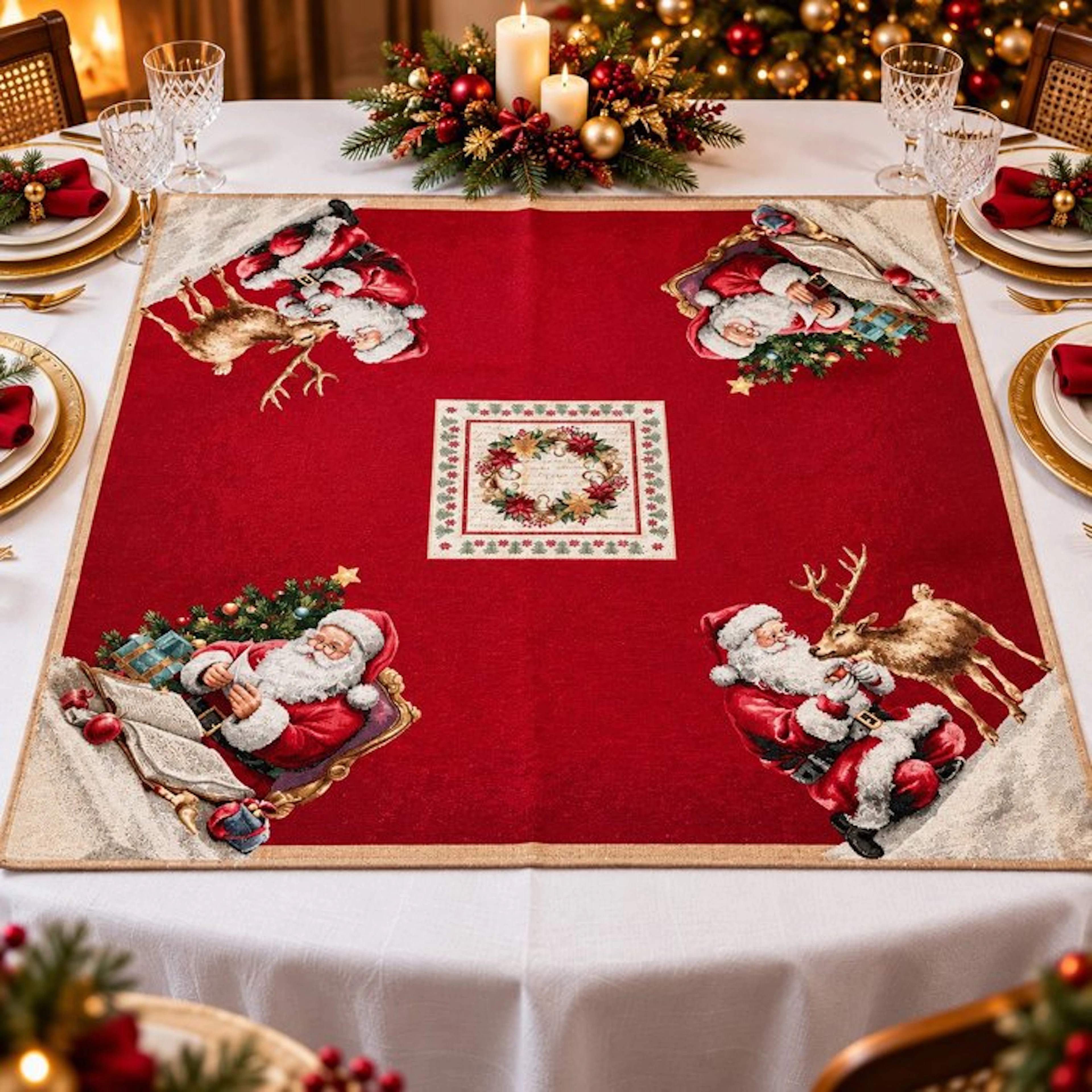 Centrepiece - Royal Christmas – Enchantment in Red - Cotton