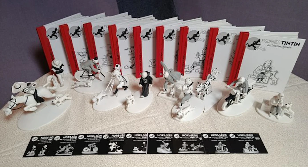 Tintin - Ensemble de 9 figurines Moulinsart N&B HS - Collection complète