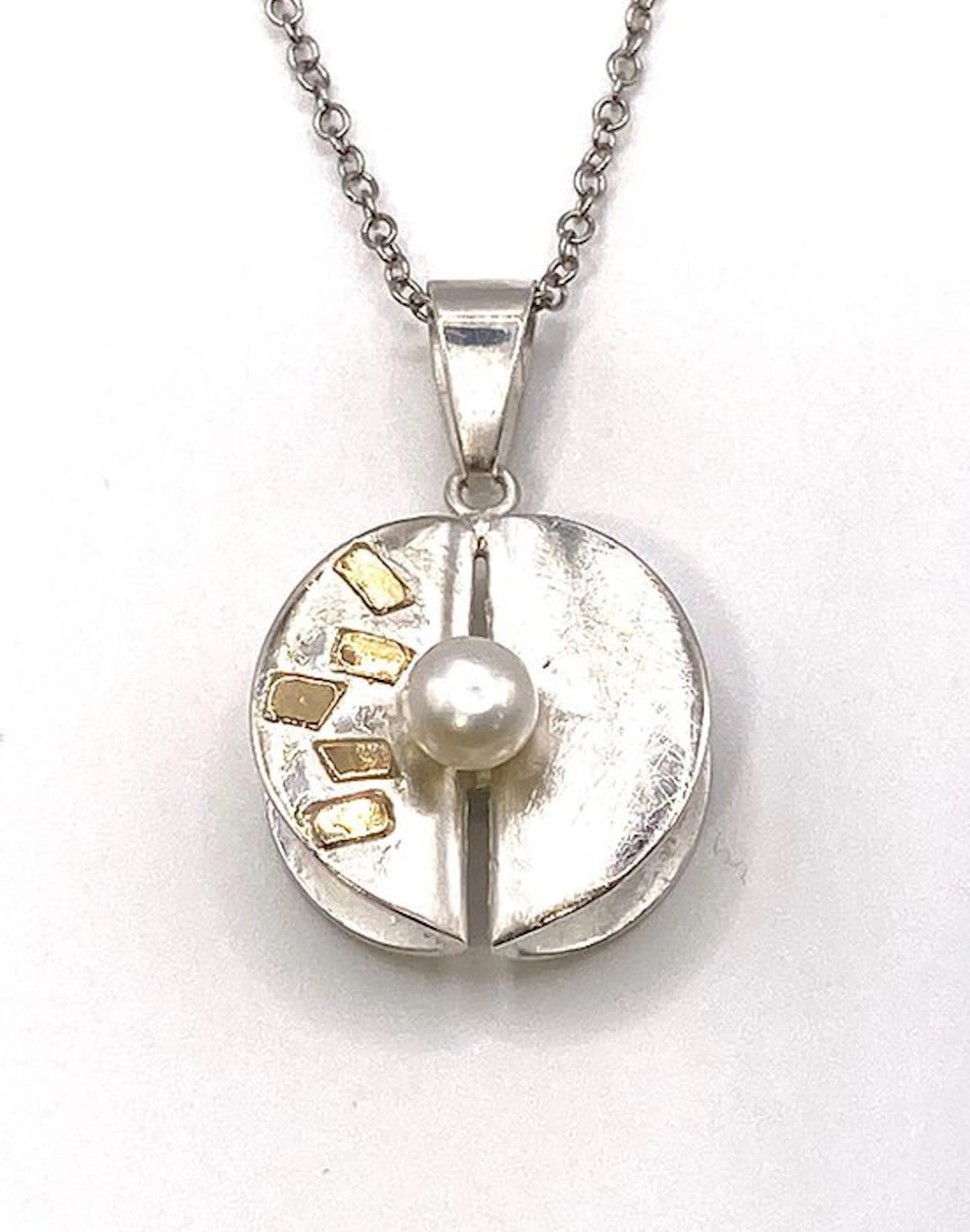 No reserve price - Pendant - 18 kt. Yellow gold, Silver Pearl