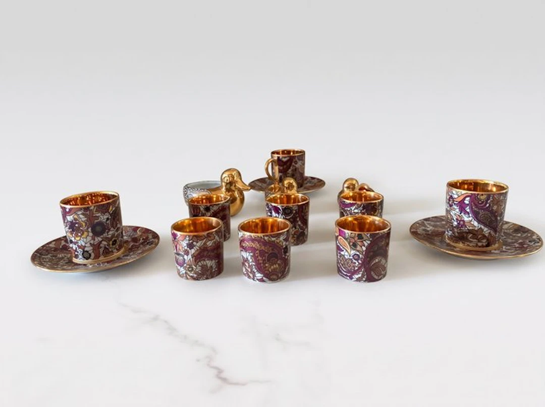 Limoges - Liquor set (15) - Porcelain - Liqueur and coffee service