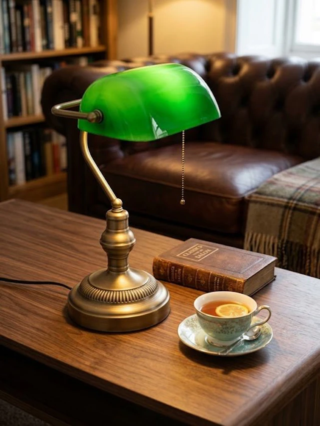 Banker table lamp - Gilt brass - banker