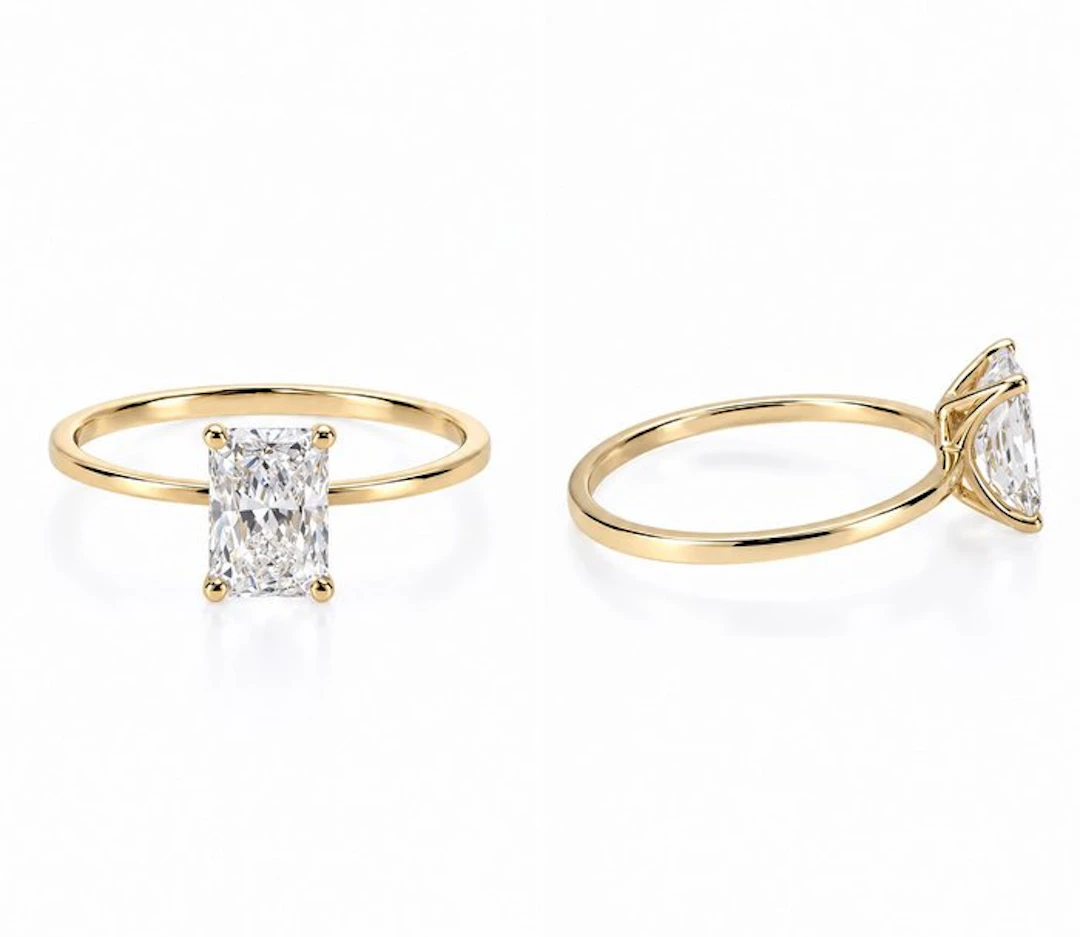 No reserve price - Ring - 14 kt. Yellow gold - 1.00ct. tw. Diamond (Lab-grown)