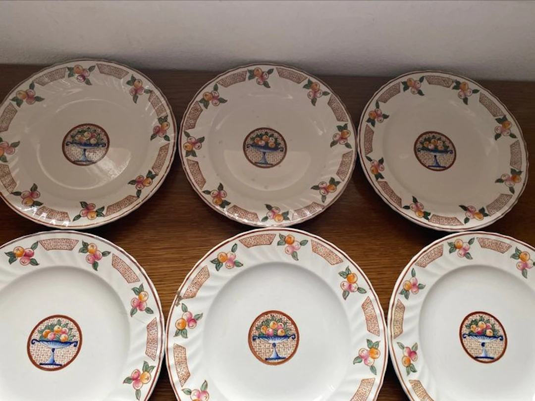 Longwy - Plate (6) - maurice - Earthenware - Set of 6 Longwy plates